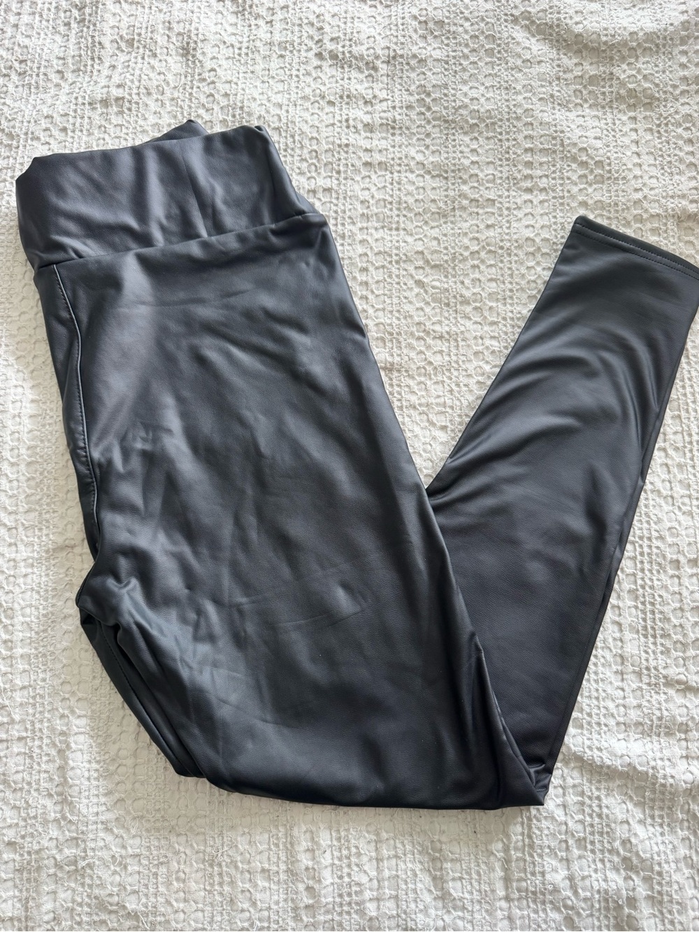High-Waist Black Faux Leather Leggings